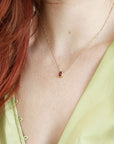 Pink Tourmaline Necklace in 14k Gold Figaro Chain