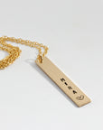 Vertical Bar Necklace, Personalized Initial Hand Stamped Gold Filled Bar Necklace