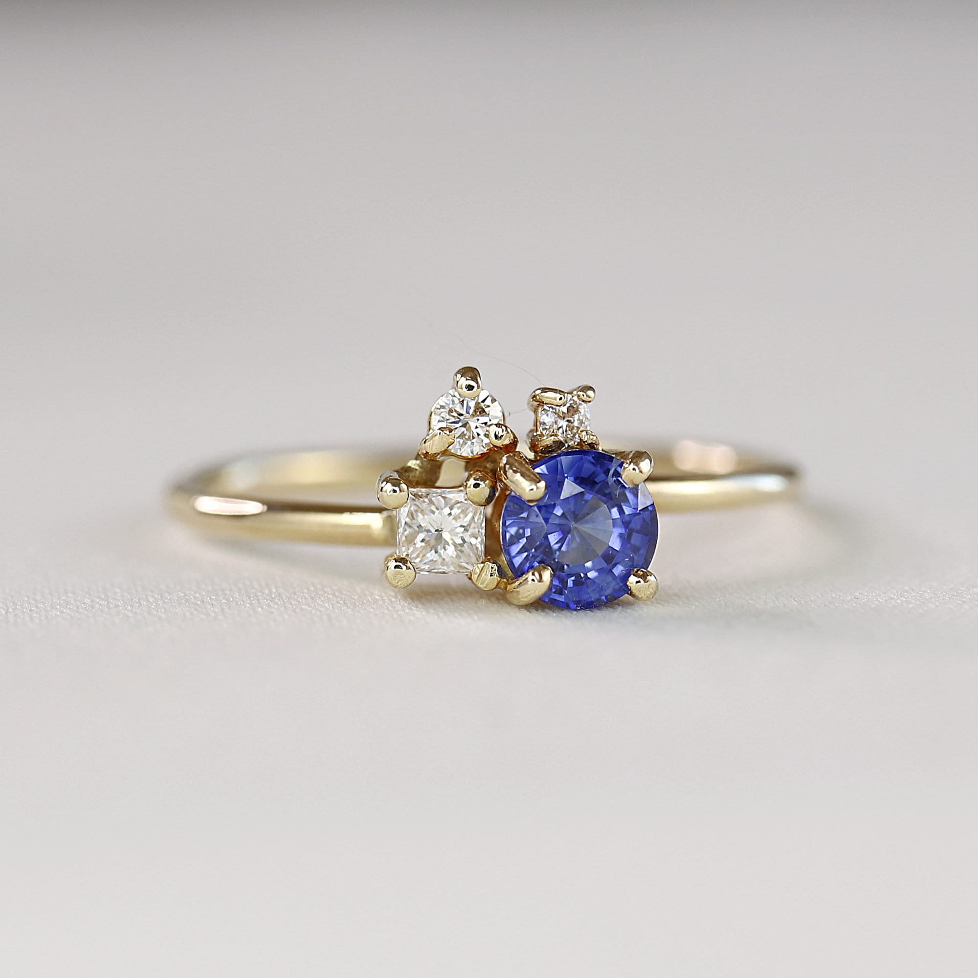 Sapphire Cluster Engagement Ring