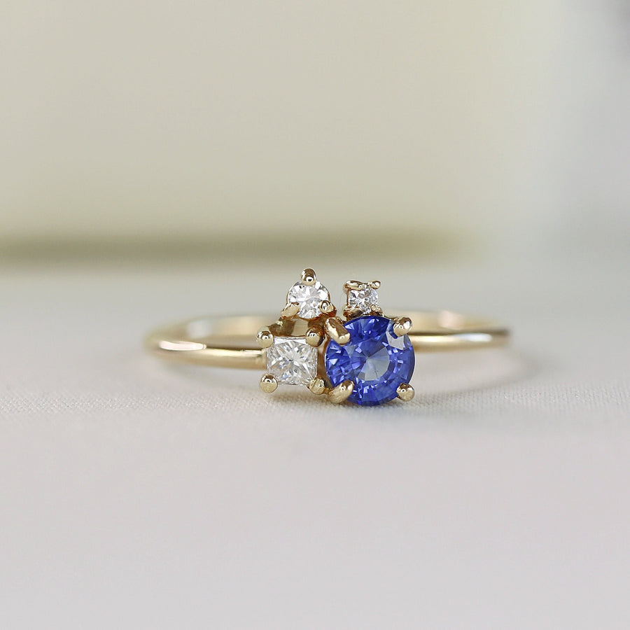Sapphire Cluster Engagement Ring