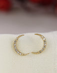 Diamond Moon Earrings 14k Solid Gold