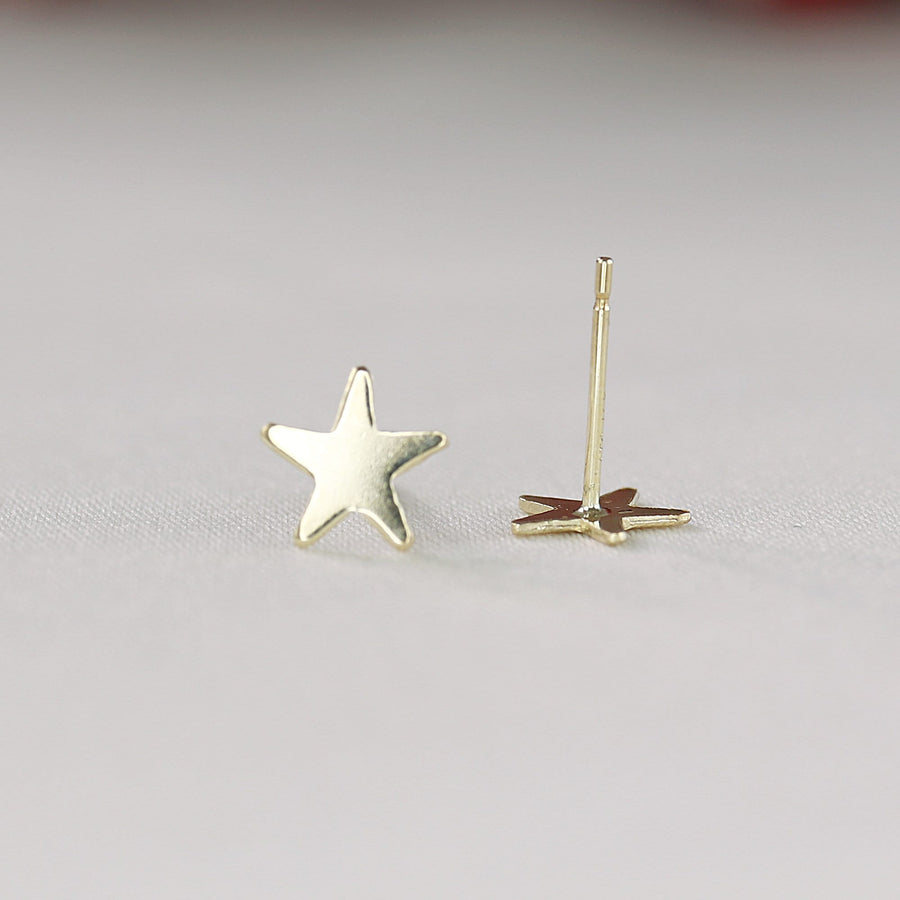 Tiny Star Studs 14k Solid Gold, Second Hole Studs