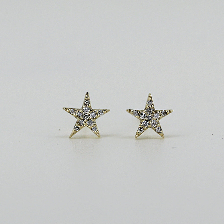 Diamond Star Studs 14k Solid Gold, Second Hole Studs, Single / Pair