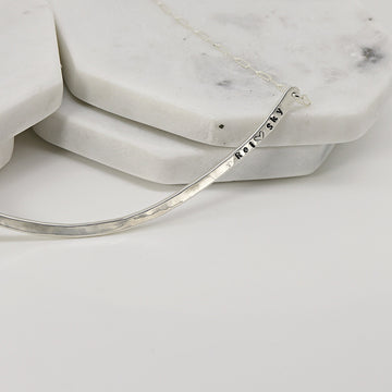 Personalized Silver Bar Necklace, Custom Layering Bar Necklace, Silver Choker