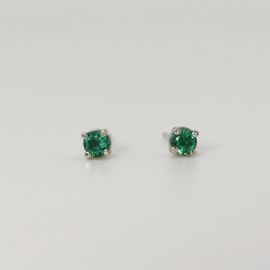 Delicate Emerald Stud Earrings 14k Gold, Emerald Earrings Solid Gold, Lab Grown Emerald Studs, Everyday Jewelry, Handmade Fine Jewelry