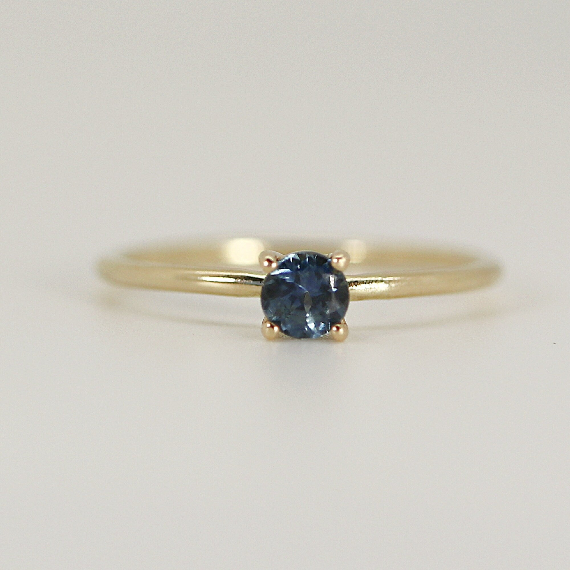 14k Gold Blue Montana Sapphire Ring, September Birthstone