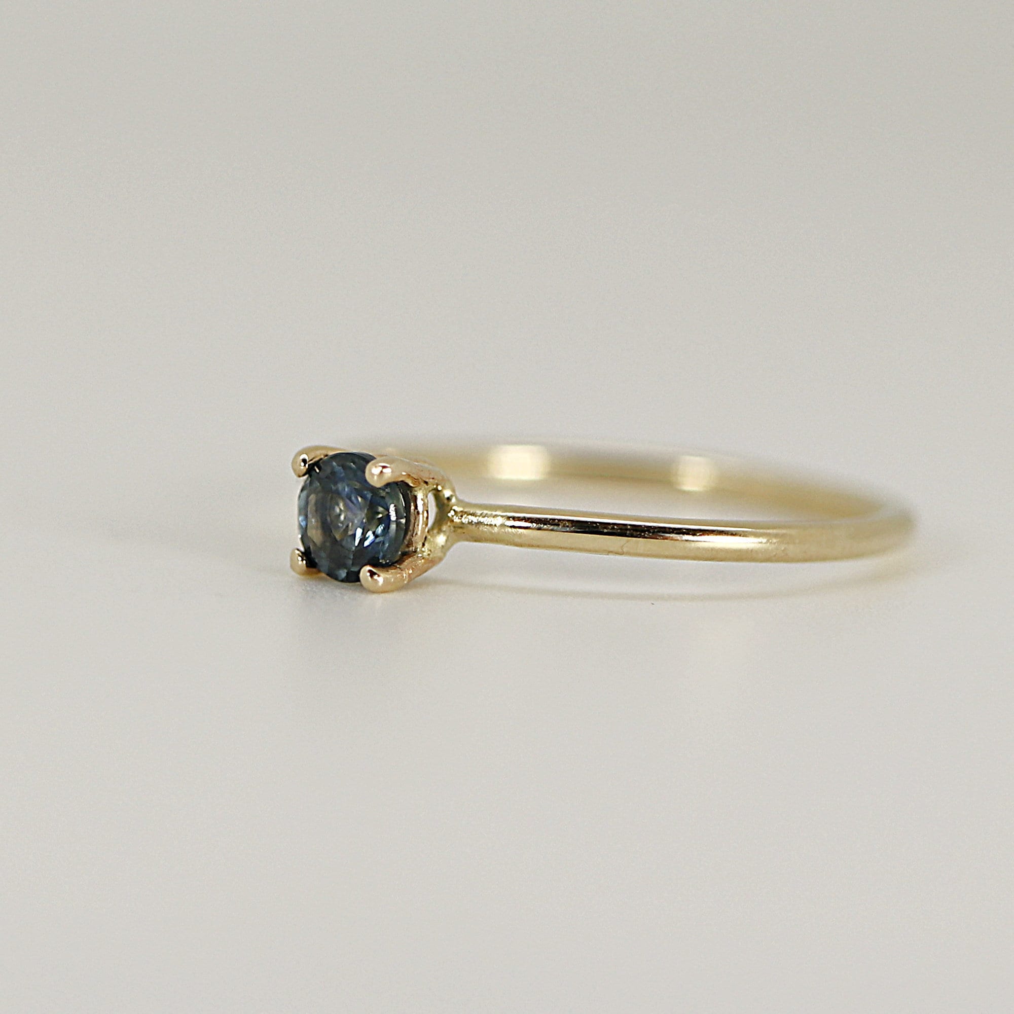 14k Gold Blue Montana Sapphire Ring, September Birthstone