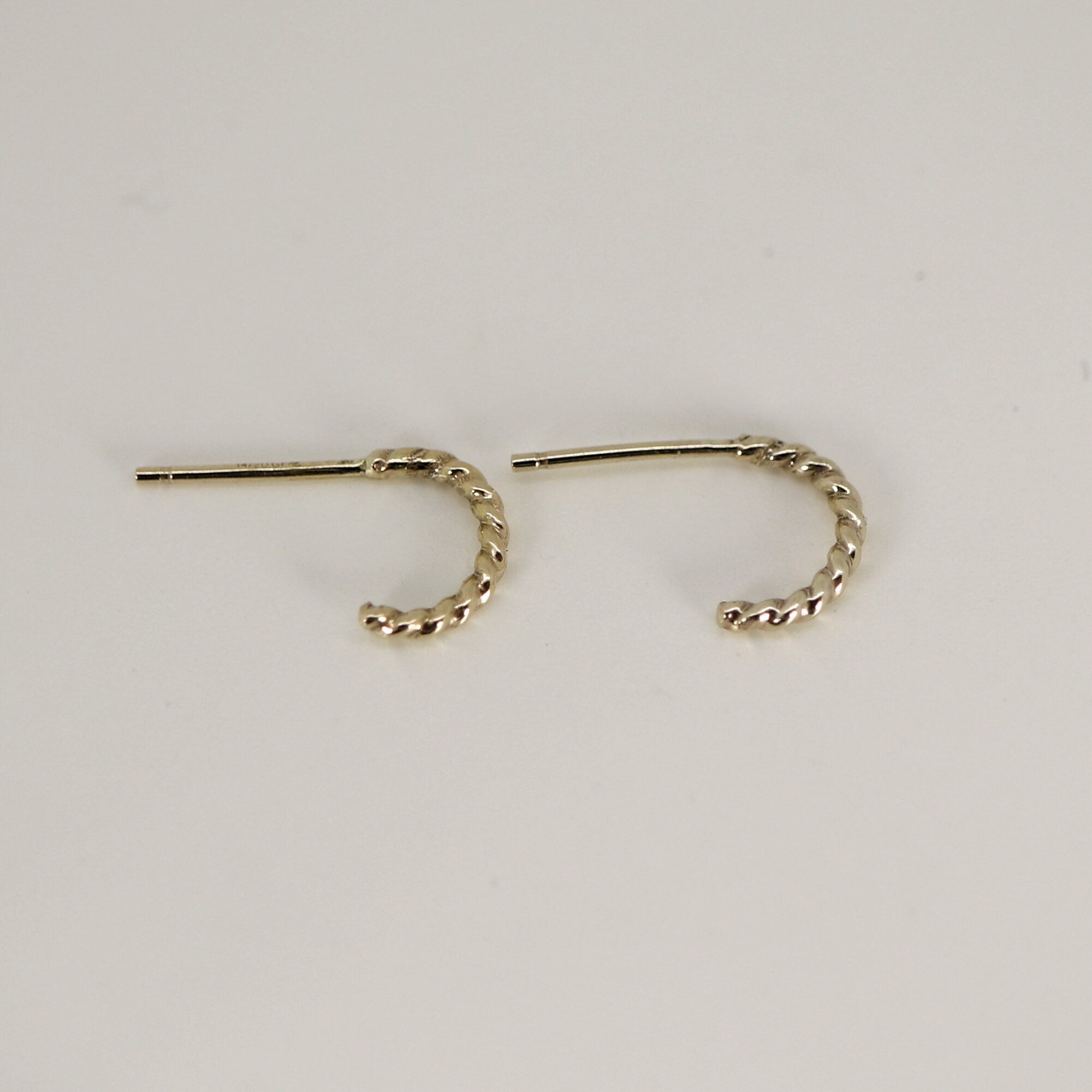 Tiny Twisted Huggie Hoops, 14k Gold Hoop Earrings