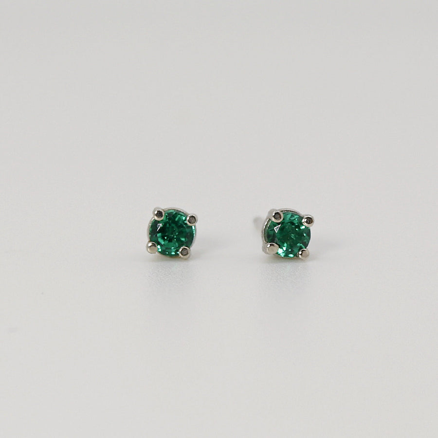 Delicate Emerald Stud Earrings 14k Gold, Emerald Earrings Solid Gold, Lab Grown Emerald Studs, Everyday Jewelry, Handmade Fine Jewelry
