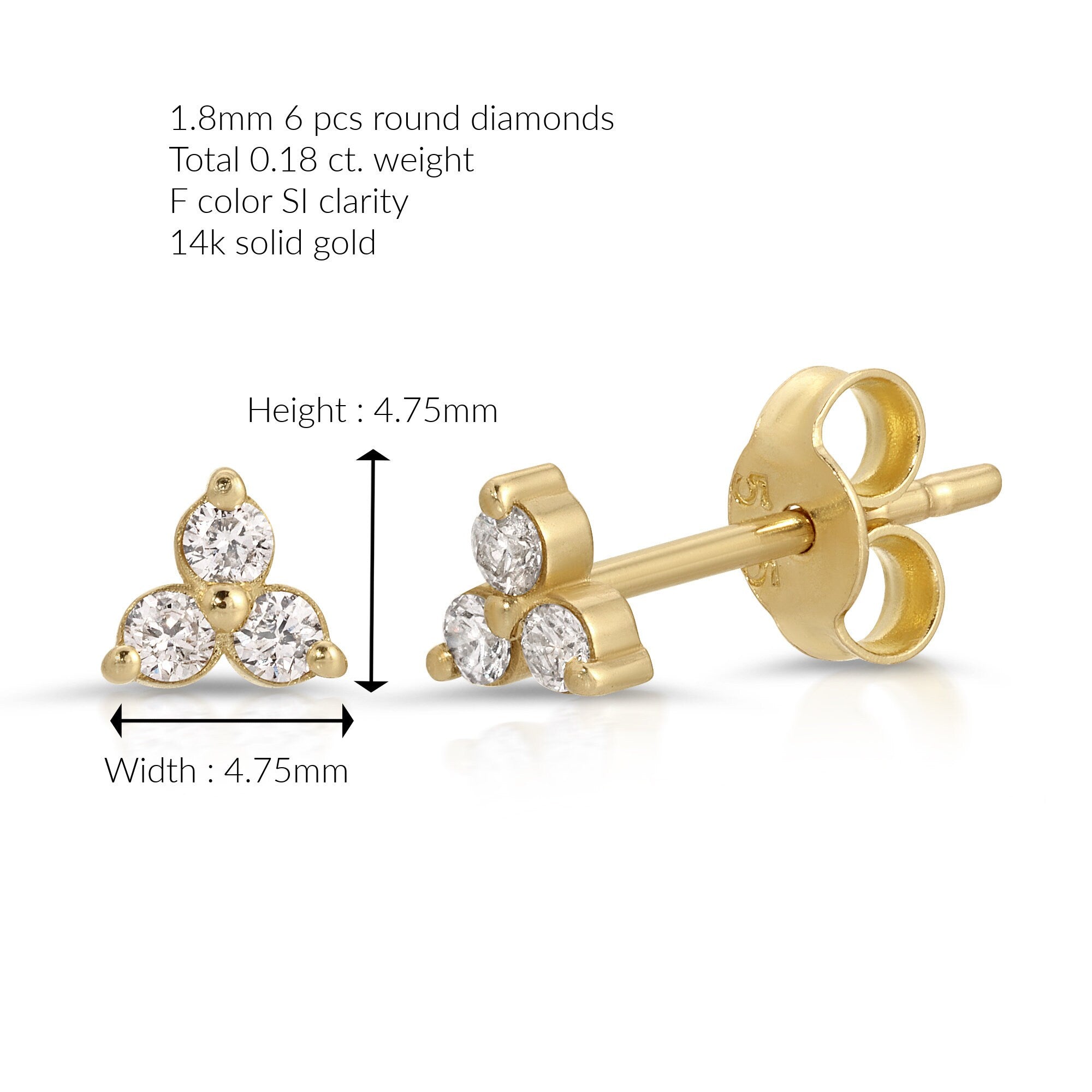 Diamond Trio Stud Earrings, Diamond Cluster Earrings