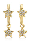 Diamond Star Huggie Hoops, Dangling Star Hoop Earrings,