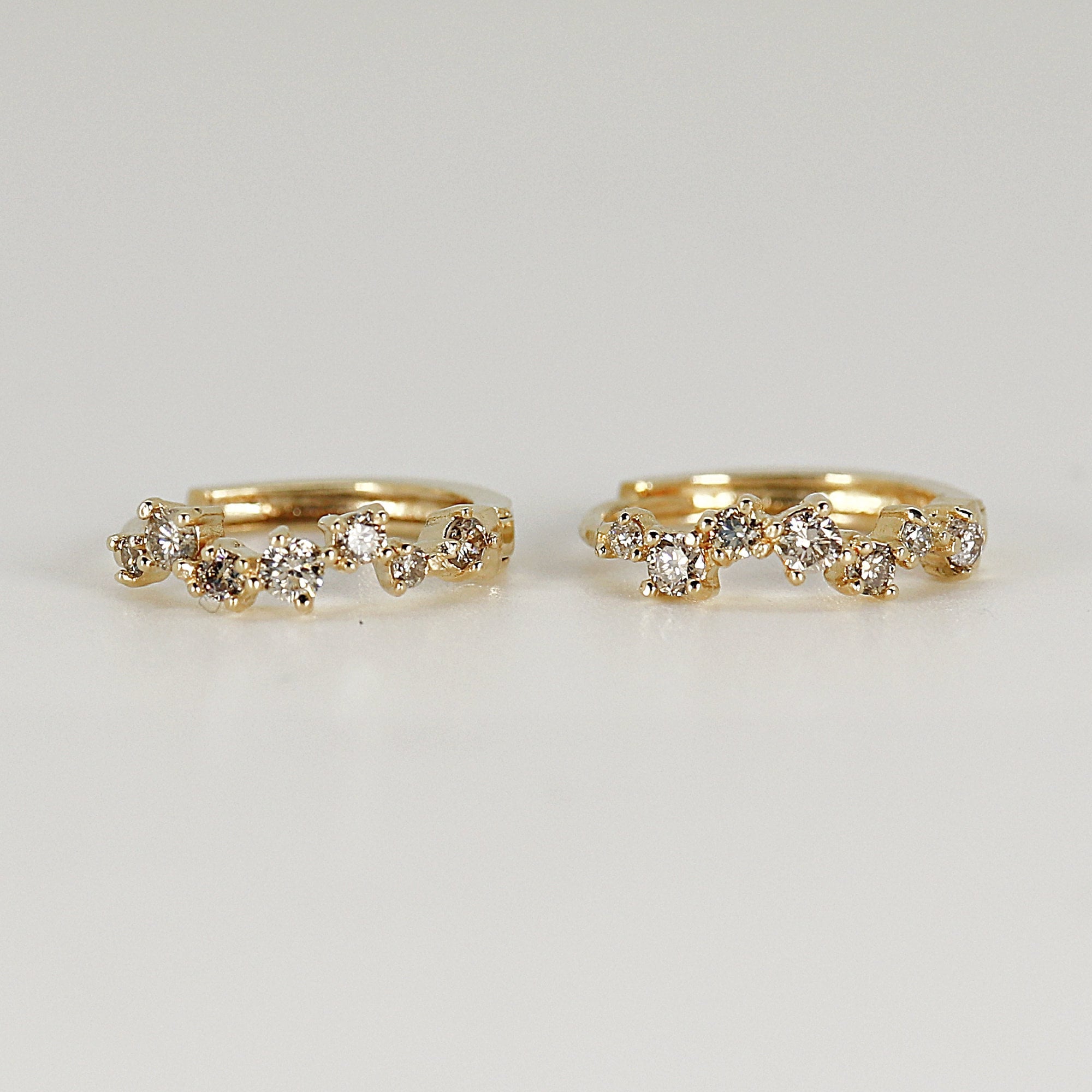 14k Diamond Huggie Hoop Earrings - Melt'm Jewelry