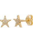 Diamond Star Studs 14k Solid Gold, Second Hole Studs, Single / Pair