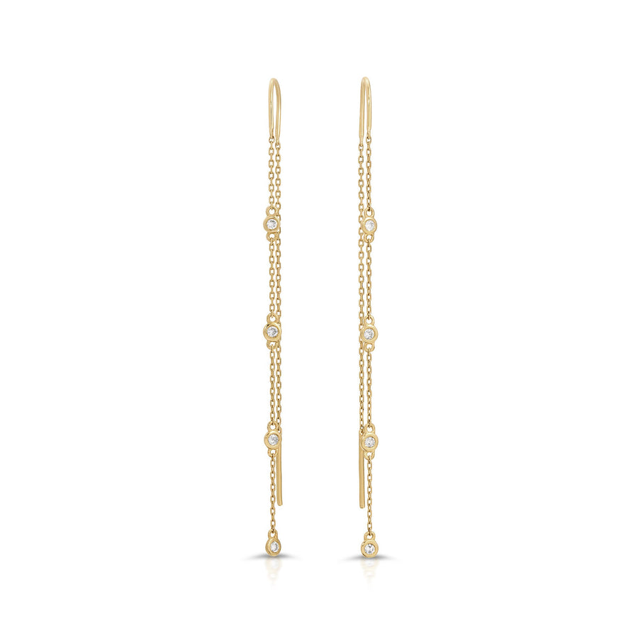Diamond By The Yard Earrings, 14k Gold Diamond Threader Earrings