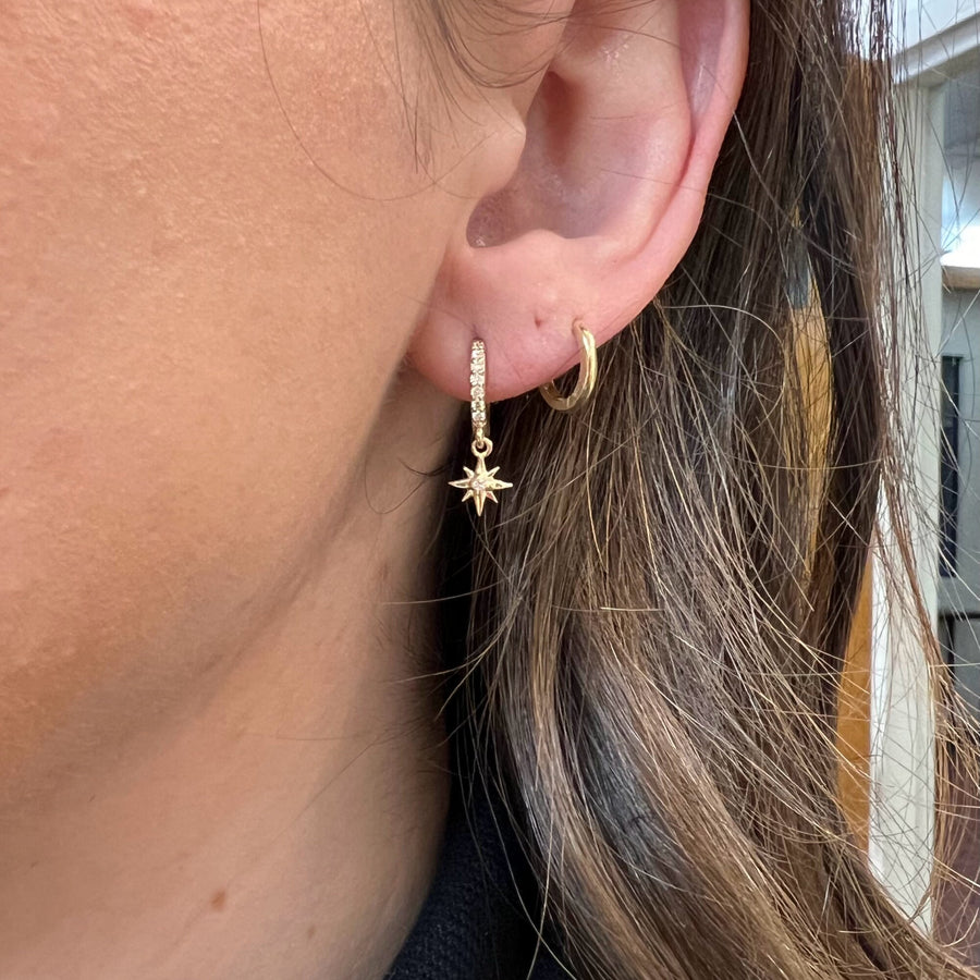 Diamond Northstar Hoop Earrings