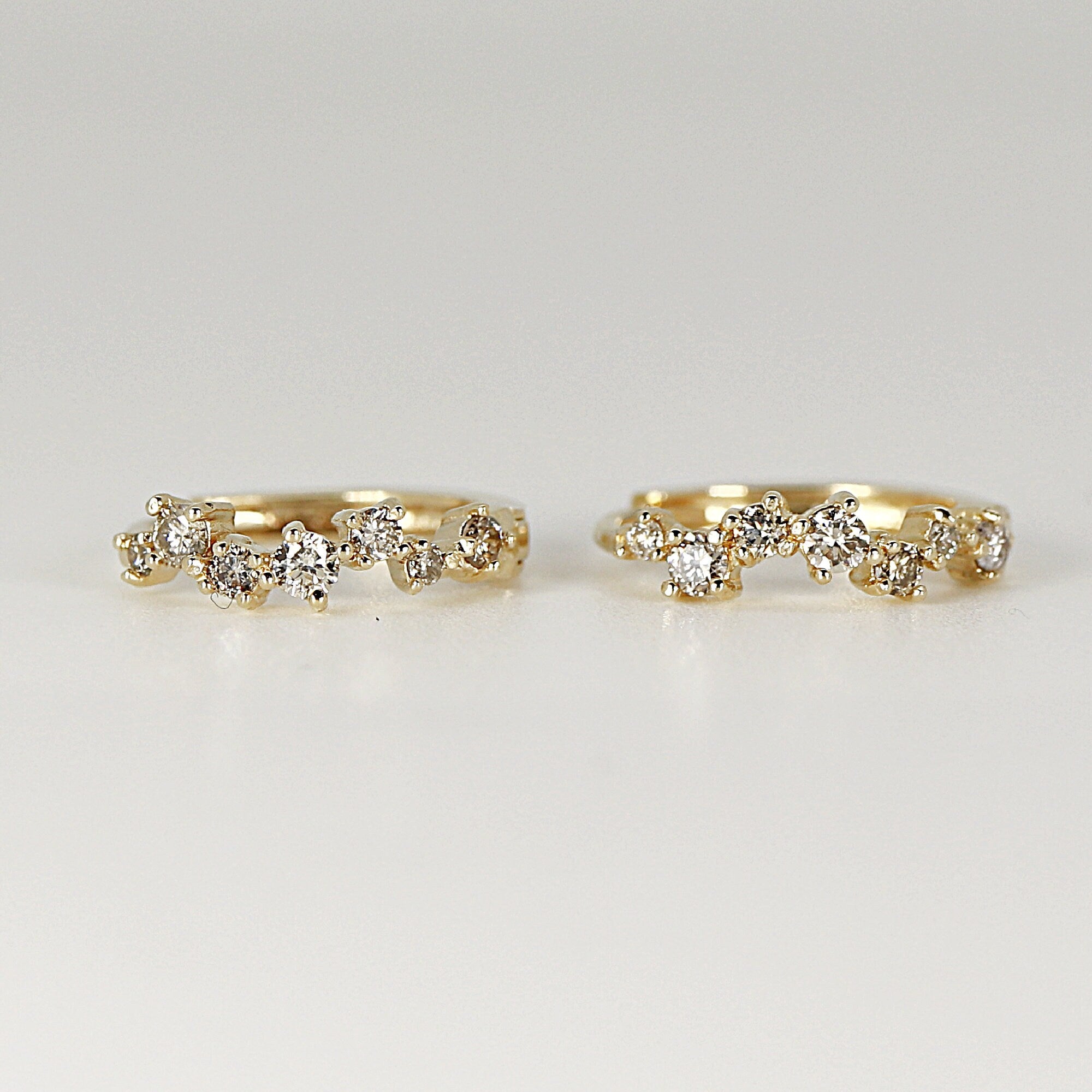 14k Diamond Huggie Hoop Earrings - Melt'm Jewelry