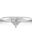 Natural Diamond Heart Ring 14k White Gold, Heart Diamond Ring