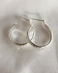 Small Sterling Silver Hoops Earrings, 3/4 Inch Patterned Silver Hoop Earrings