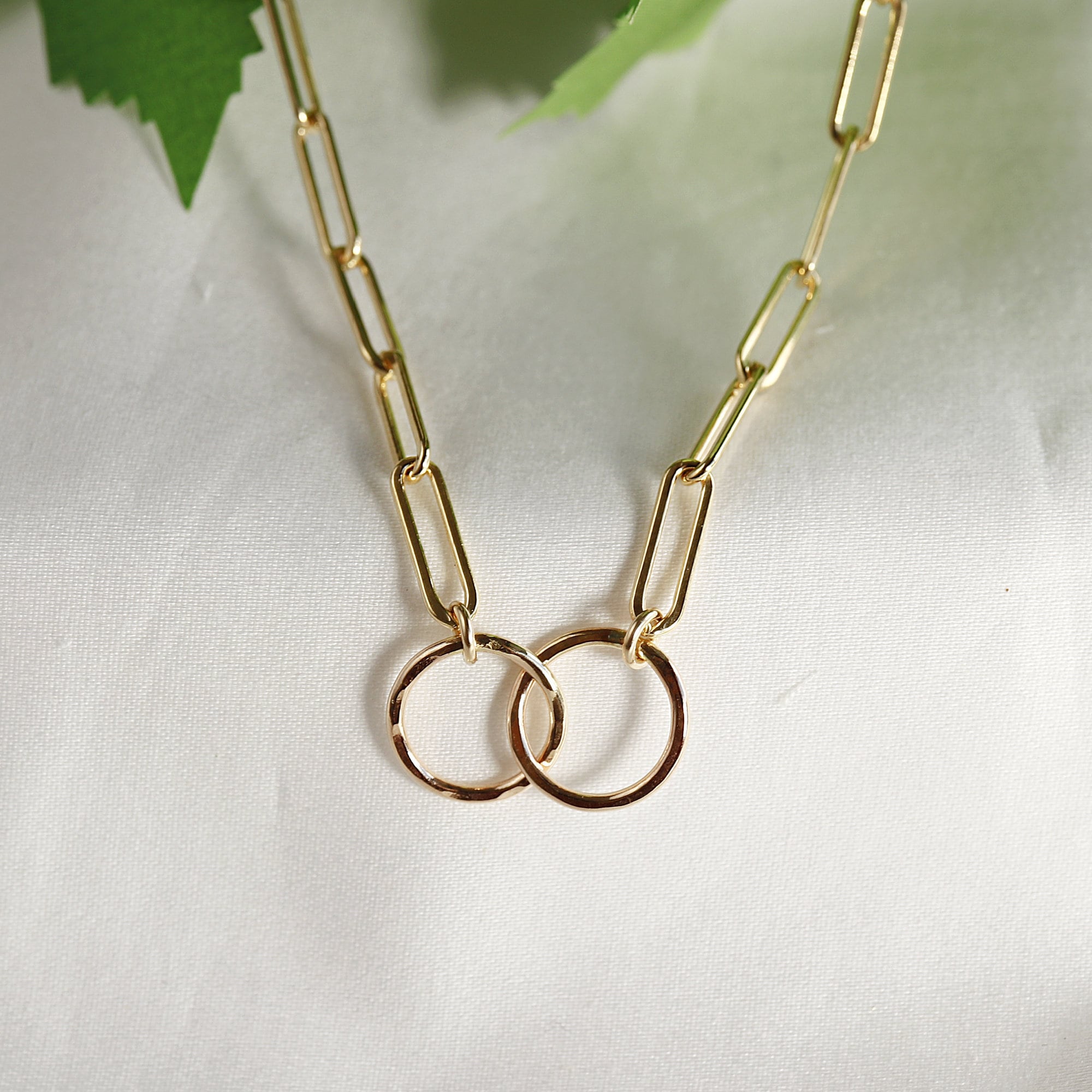 Interlocking Circle Necklace, Gold Eternity Circle Necklace