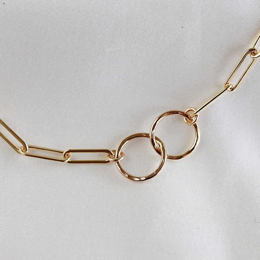 Interlocking Circle Necklace, Gold Eternity Circle Necklace
