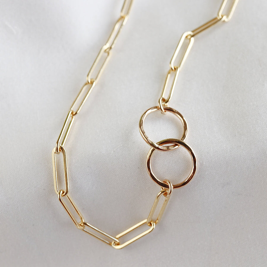Interlocking Circle Necklace, Gold Eternity Circle Necklace
