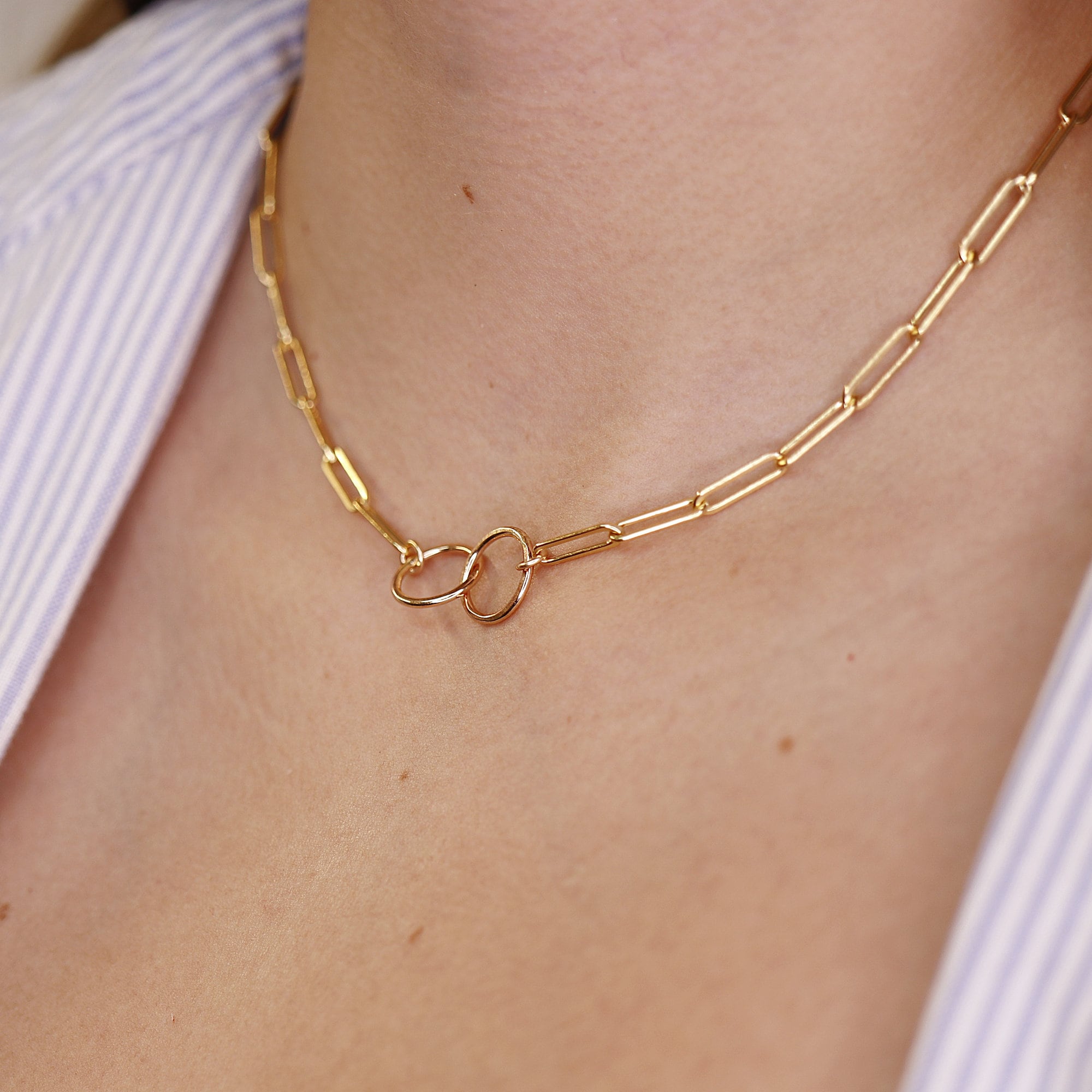 Interlocking Circle Necklace, Gold Eternity Circle Necklace