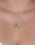 14k Gold Opal Necklace with Diamond Bail