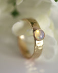 Hammered Thick Gold Band Bezel Set Opal Rin