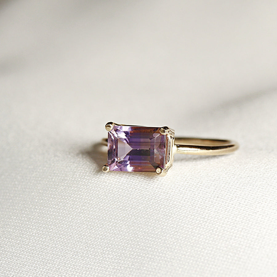 Emerald Cut Ametrine Ring, Purple Engagement Ring, Purple Stone Ring, Anniversary Ring