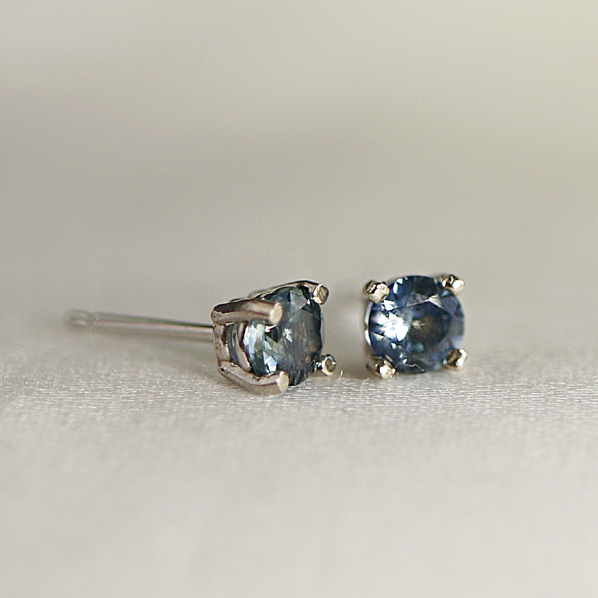 Blue Montana Sapphire Stud Earrings 14k Gold