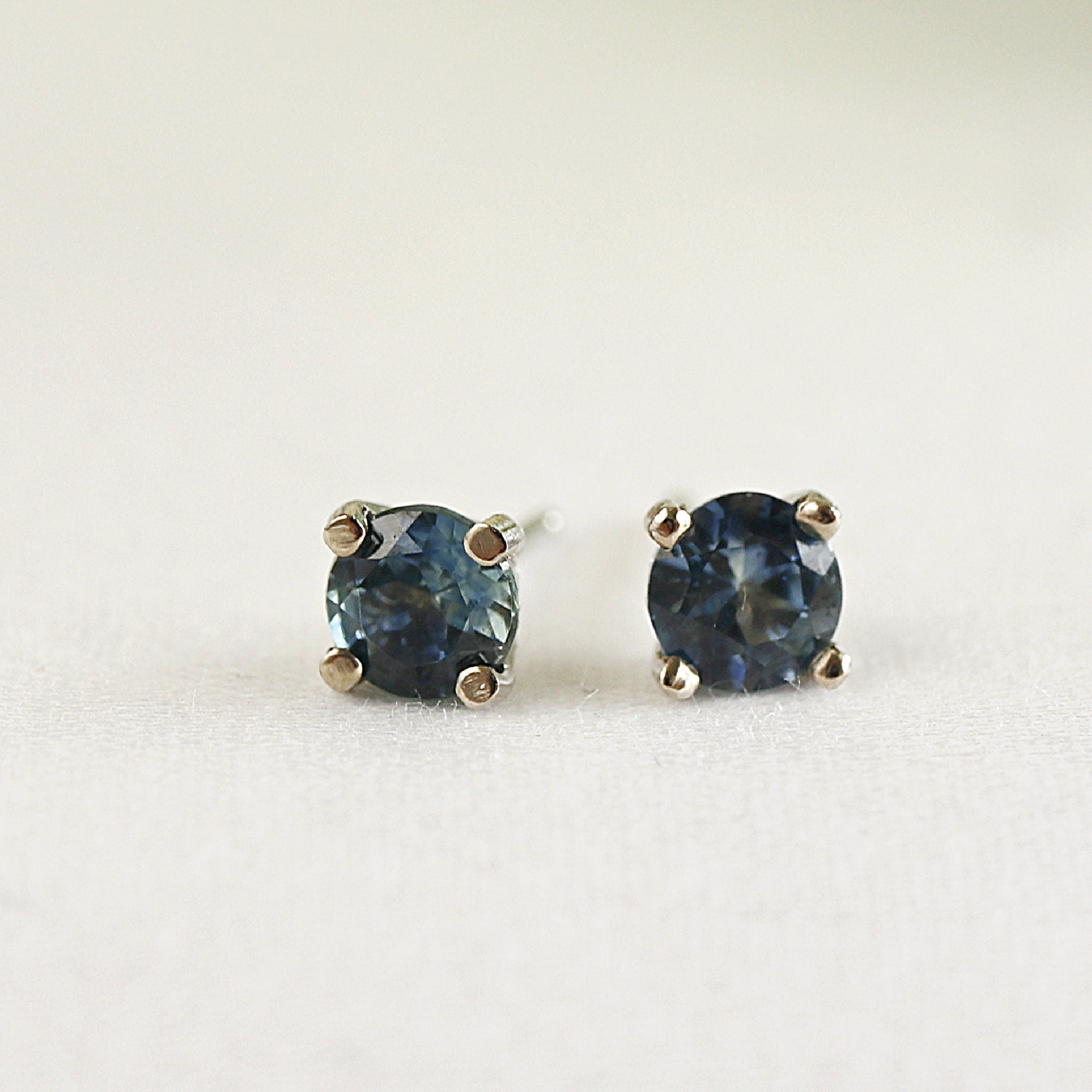 Blue Montana Sapphire Stud Earrings 14k Gold