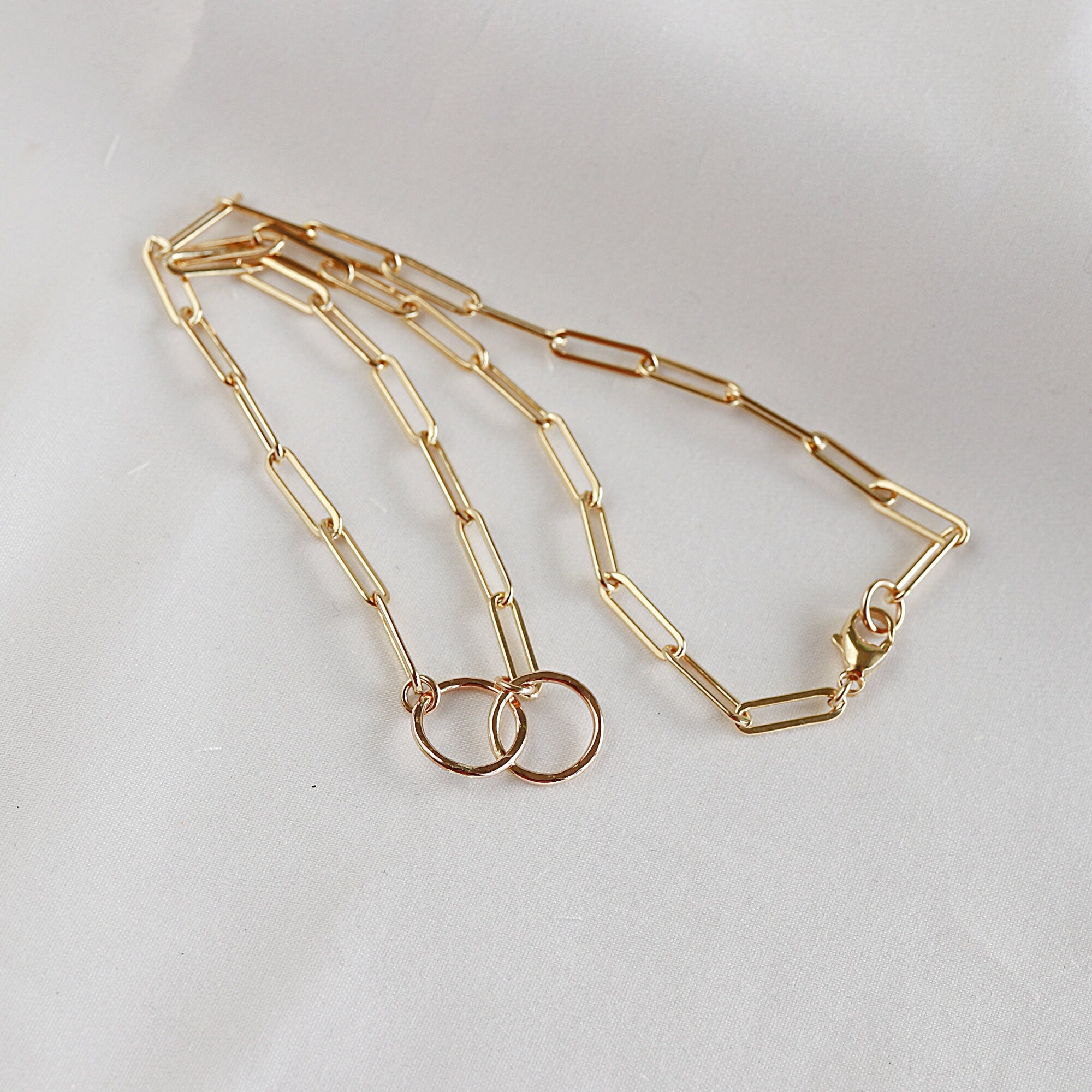 Interlocking Circle Necklace, Gold Eternity Circle Necklace