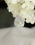 14k Gold Opal Necklace with Diamond Bail
