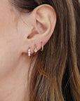 14k Gold White Sapphire Hoop Earring