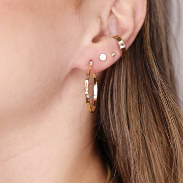 1 Inch Gold Hoop Earrings, Hammered Gold Filled Hoop Earrings