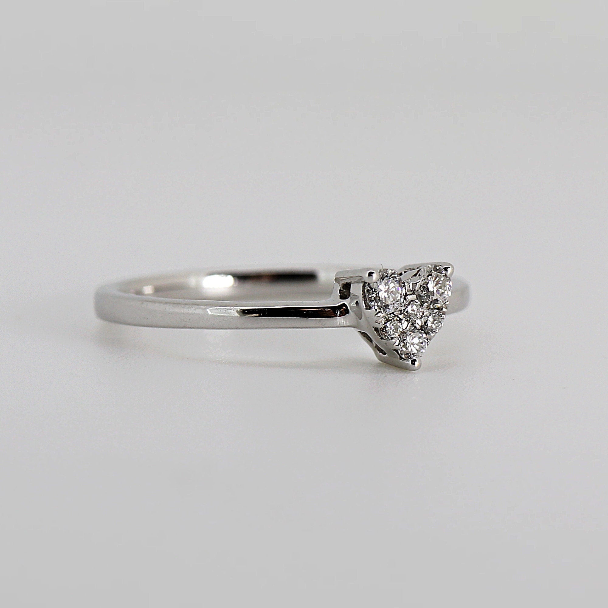 Natural Diamond Heart Ring 14k White Gold, Heart Diamond Ring