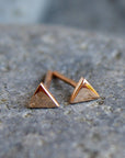 Triangle Stud Earrings, 14k Solid Rose Gold Minimal Earrings