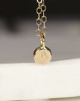 14k Solid Gold Rustic Pebble Initial Necklace