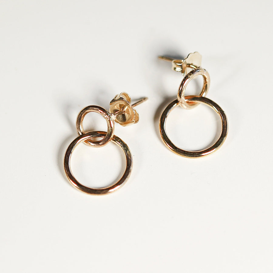 Small Gold Double Hoop Earrings, Gold Filled Hoop Earrings,