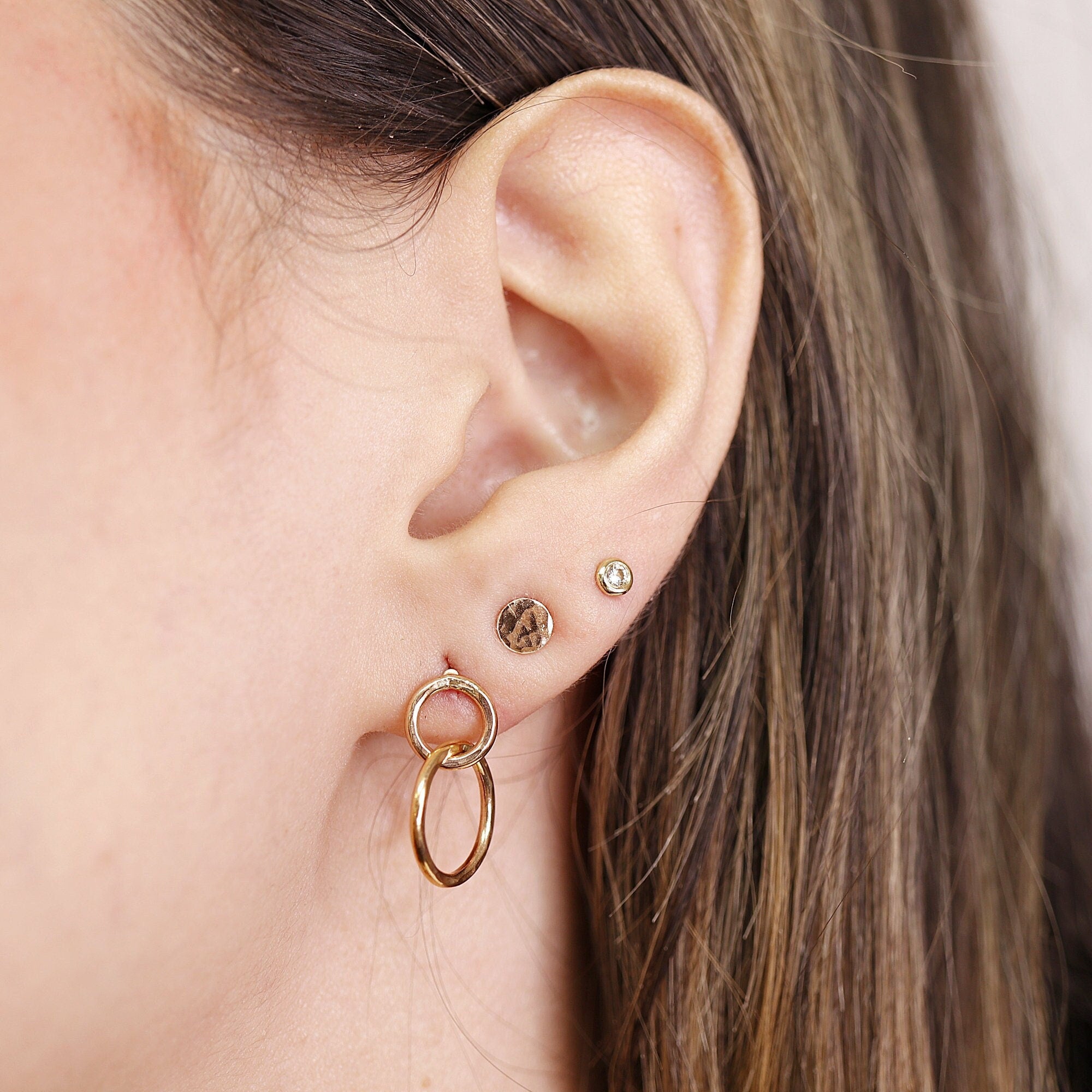 Small Gold Double Hoop Earrings, Gold Filled Hoop Earrings,