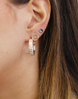 Round Open Hoop Earrings, Patterned Sterling Silver Earrings