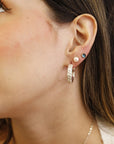 Round Open Hoop Earrings, Patterned Sterling Silver Earrings