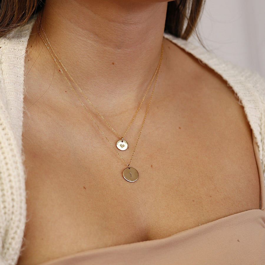 Personalized Initial Necklace, Delicate Gold Disc Necklace