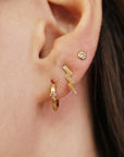 Solitaire Diamond Huggie Earrings, 14k Diamond Huggie