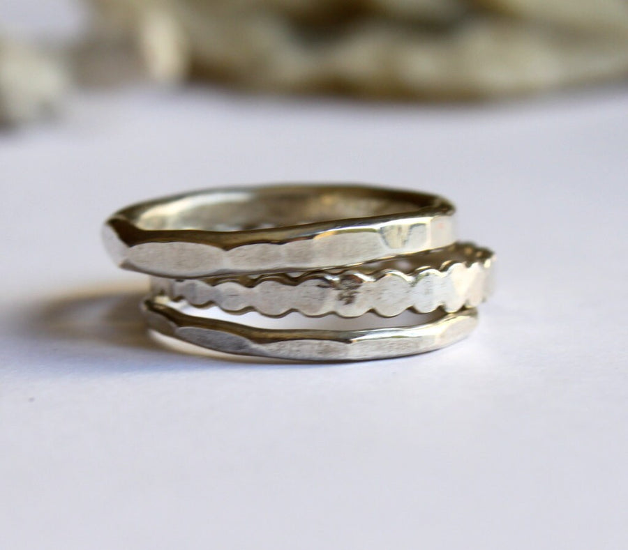 Stacking Rings: Dots, Hammered and Textured Rings (set of 3)