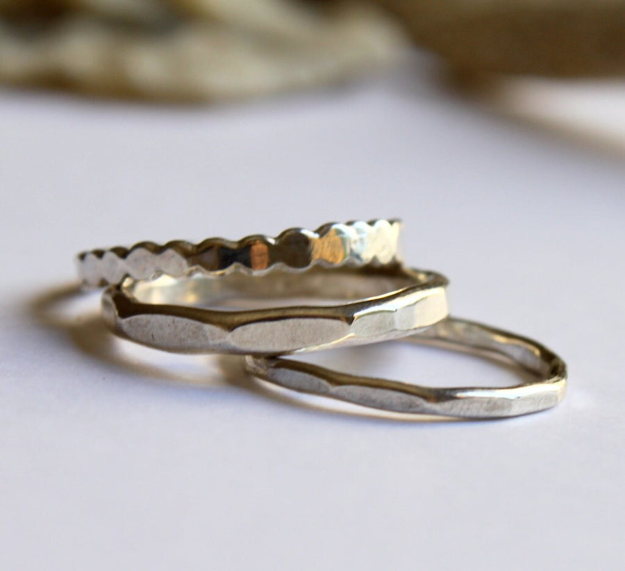 Stacking Rings: Dots, Hammered and Textured Rings (set of 3)