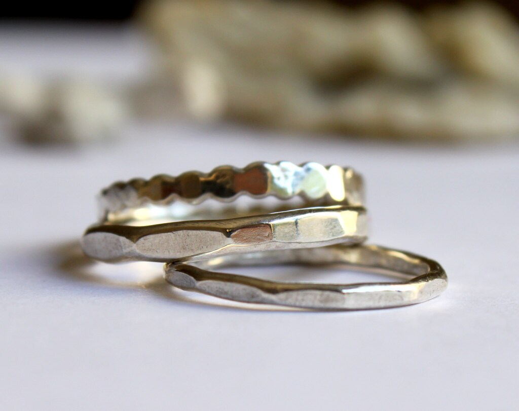 Stacking Rings: Dots, Hammered and Textured Rings (set of 3)