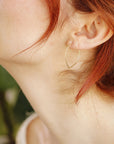 Petal Hoop Earrings, 14k Solid Gold Petal Earrings