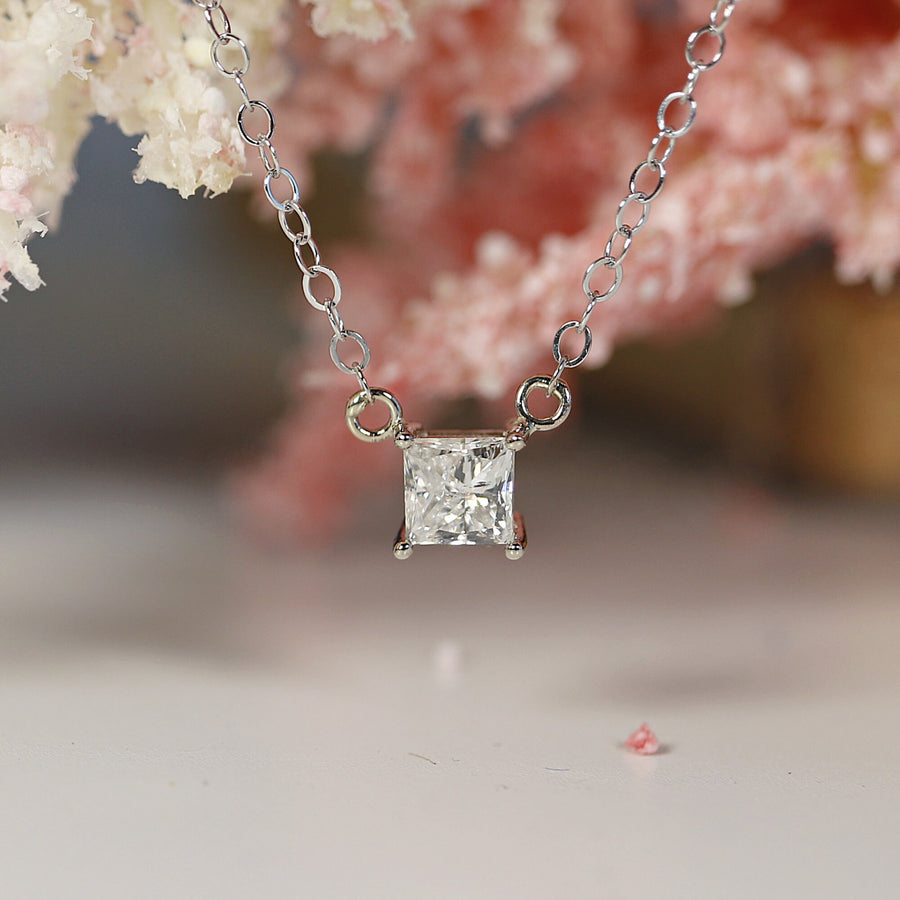 Princess Cut Diamond Necklace