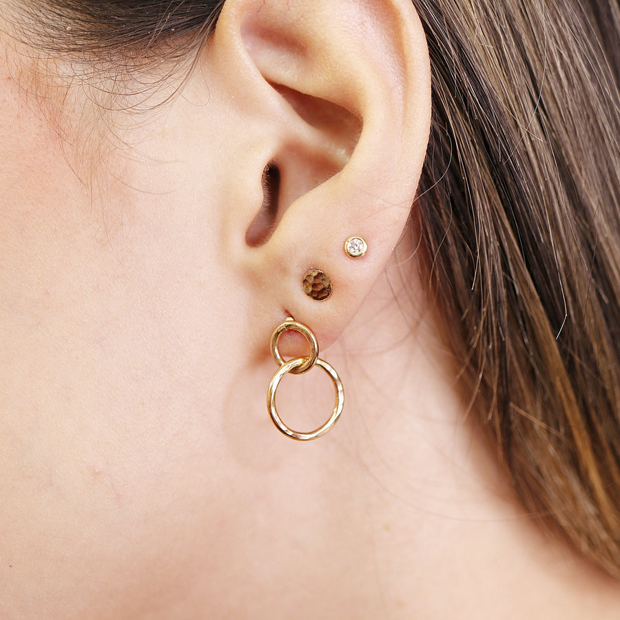 Small Gold Double Hoop Earrings, Gold Filled Hoop Earrings,